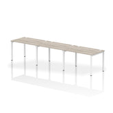 Impulse Single Row 3 Person Bench Desk W1200 x D800 x H730mm Grey Oak Finish White Frame - IB00323 DD